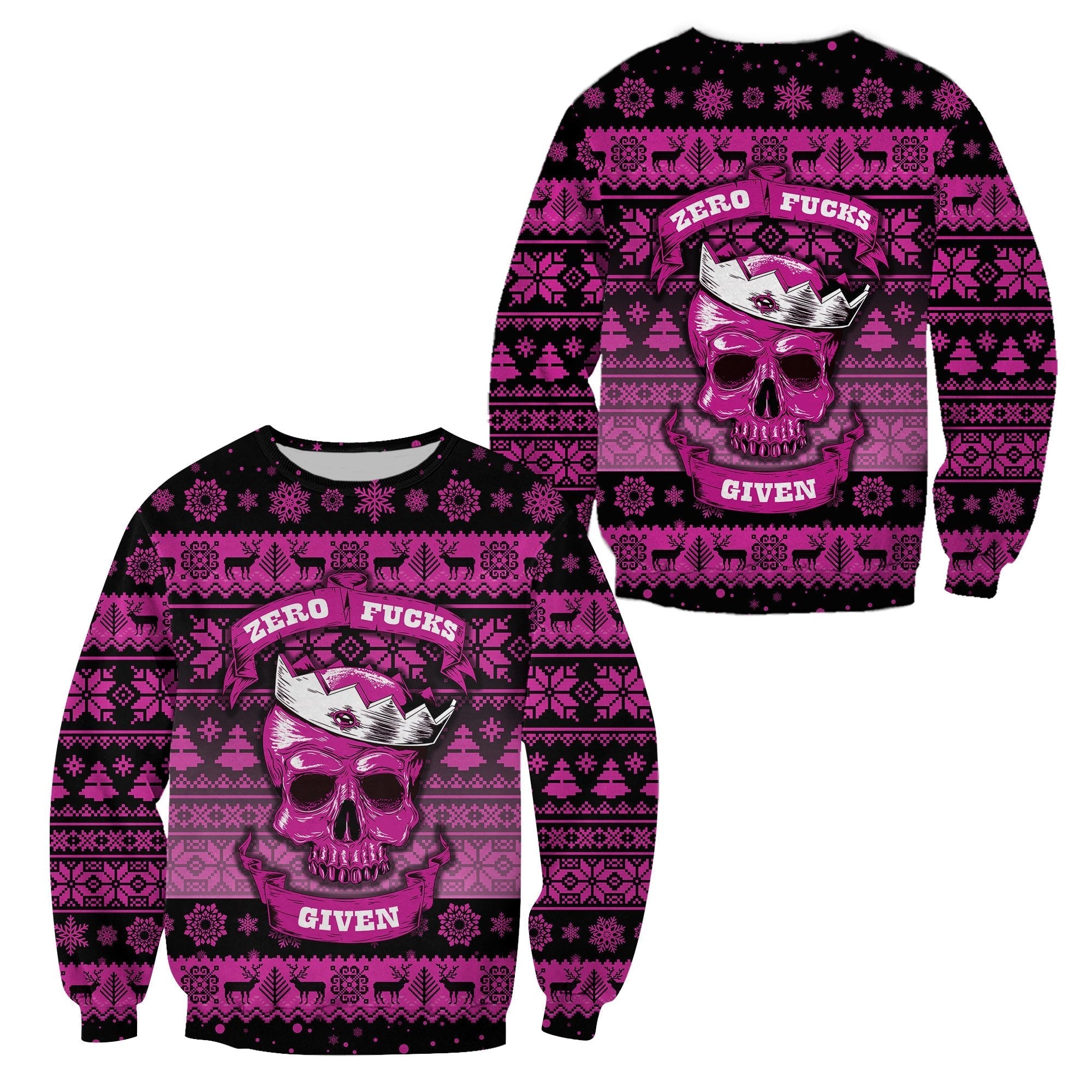 Skull Christmas  Sweatshirt Pink LT8 - Wonder Print Shop