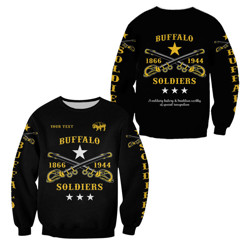 (Custom Personalised) Buffalo Soldiers Sweatshirt African American Military Simple Style - Black LT8 - Wonder Print Shop