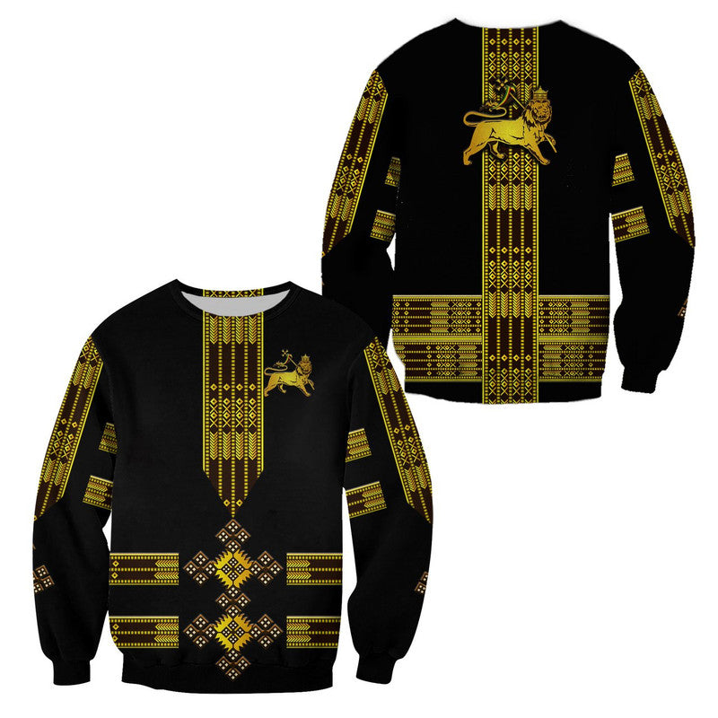 Ethiopia Sweatshirt Ethiopian Lion Of Judah Tibeb Vibes NO.1 Ver - Black LT8 - Wonder Print Shop