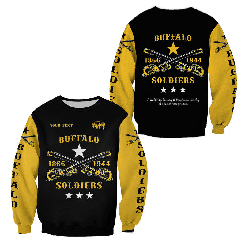 (Custom Personalised) Buffalo Soldiers Sweatshirt African American Military Simple Style - Black Gold LT8 - Wonder Print Shop
