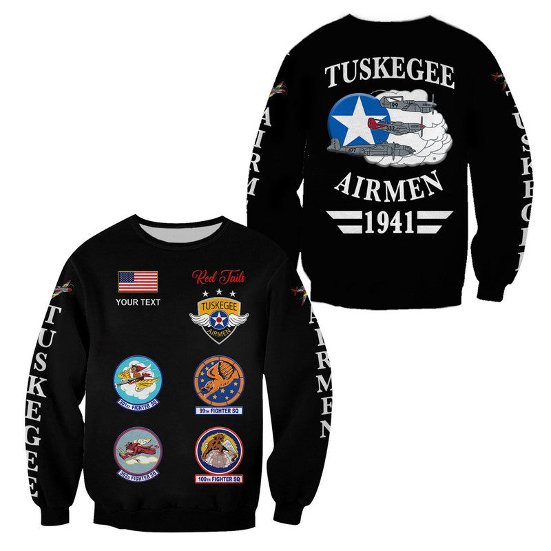 (Custom Personalised) Tuskegee Airmen Sweatshirt The Red Tails Simple Style - Black LT8 - Wonder Print Shop