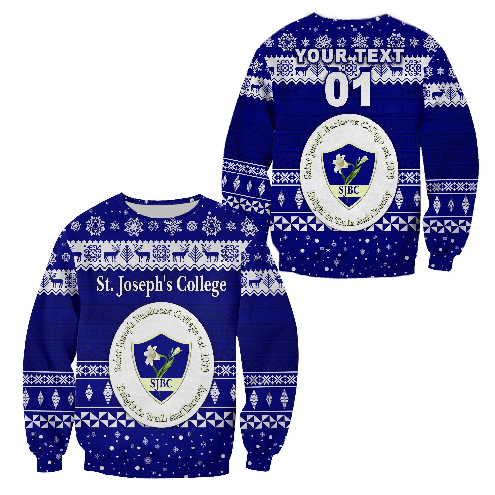 (Custom Personalised) St. Joseph's College Christmas Sweatshirt Simple Style LT8 - Wonder Print Shop