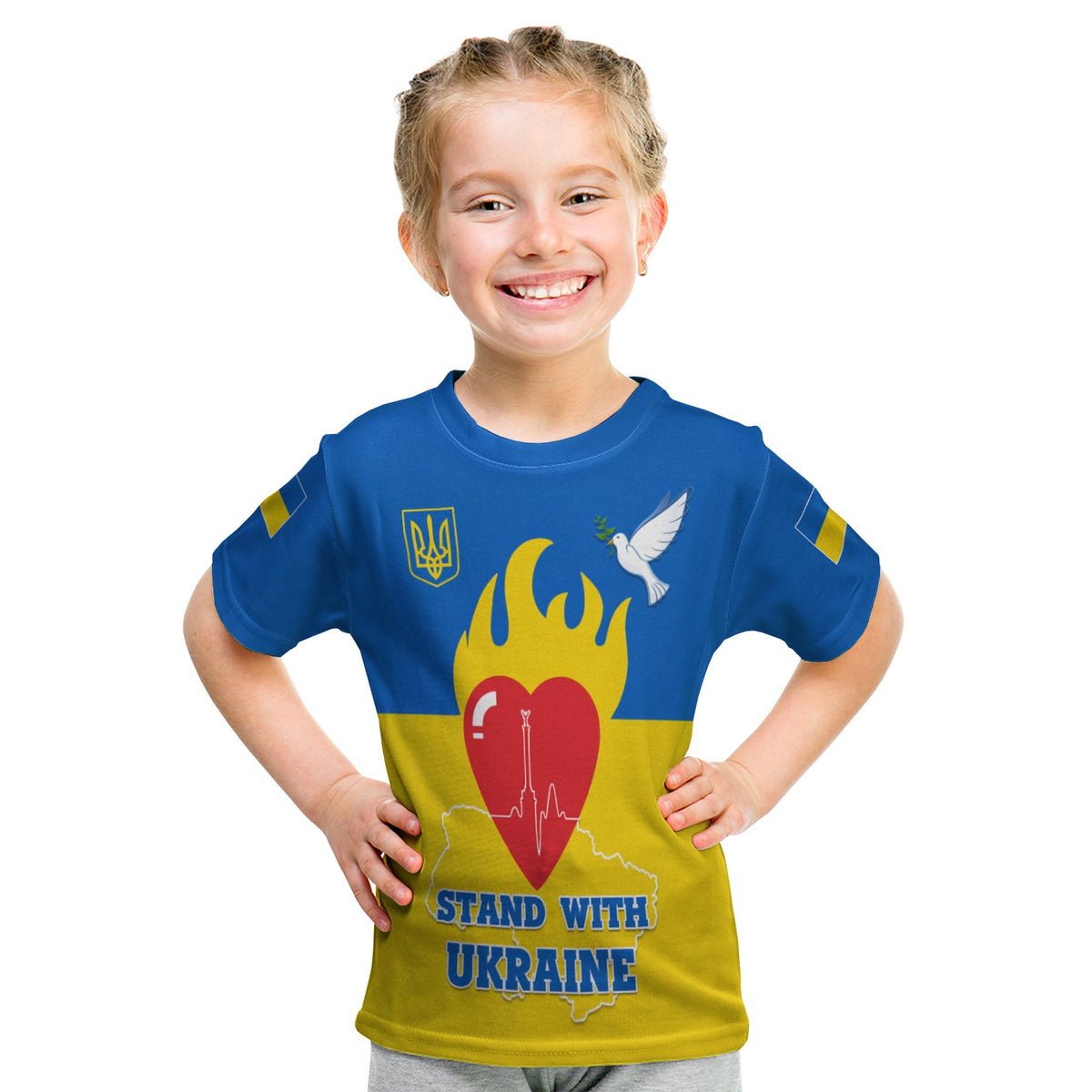 Stand with Ukraine T shirt KIDS Peace Love and is Not Russia LT4 - Wonder Print Shop
