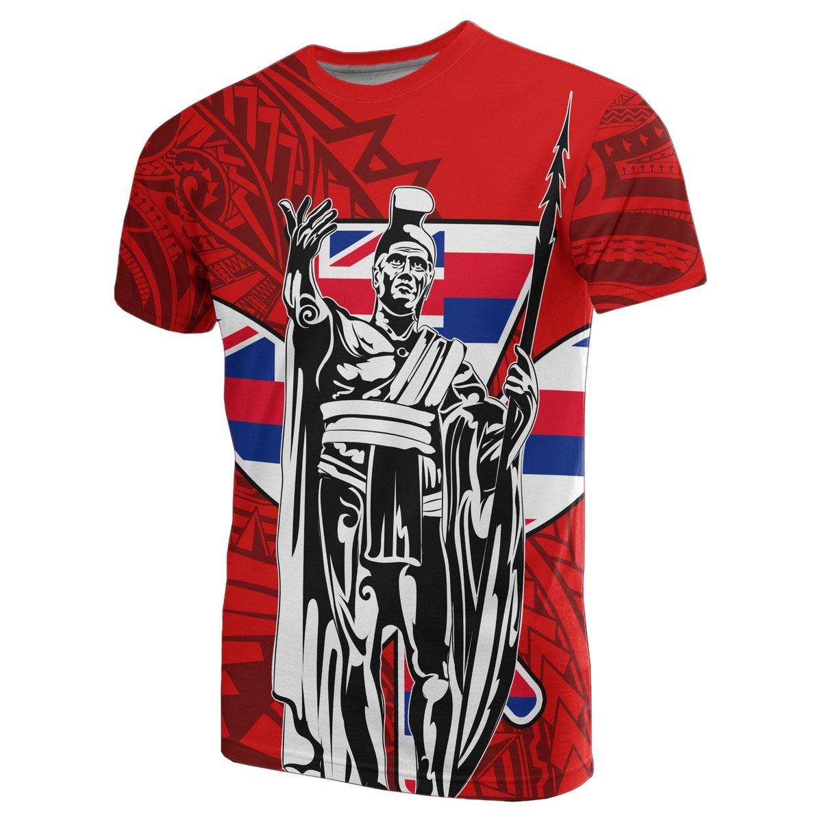 King Kanaka Flag Polynesian Red Hawaii Kamehameha T Shirt - Wonder Print Shop