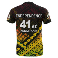 Vanuatu independence T-shirt, back graphic reads INDEPENDENCE 41st ANNIVERSARY