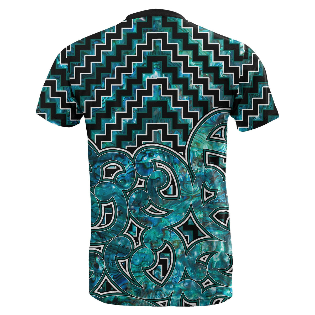 New Zealand T Shirt Maori Graphic Tee patterns Paua Shell LT6 - Wonder Print Shop