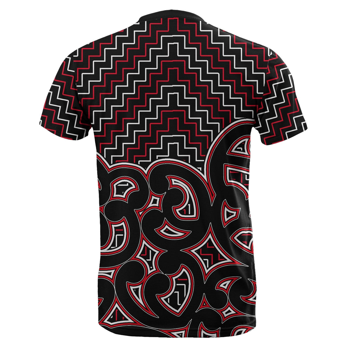New Zealand T Shirt Maori Graphic Tee patterns Red LT6 - Wonder Print Shop