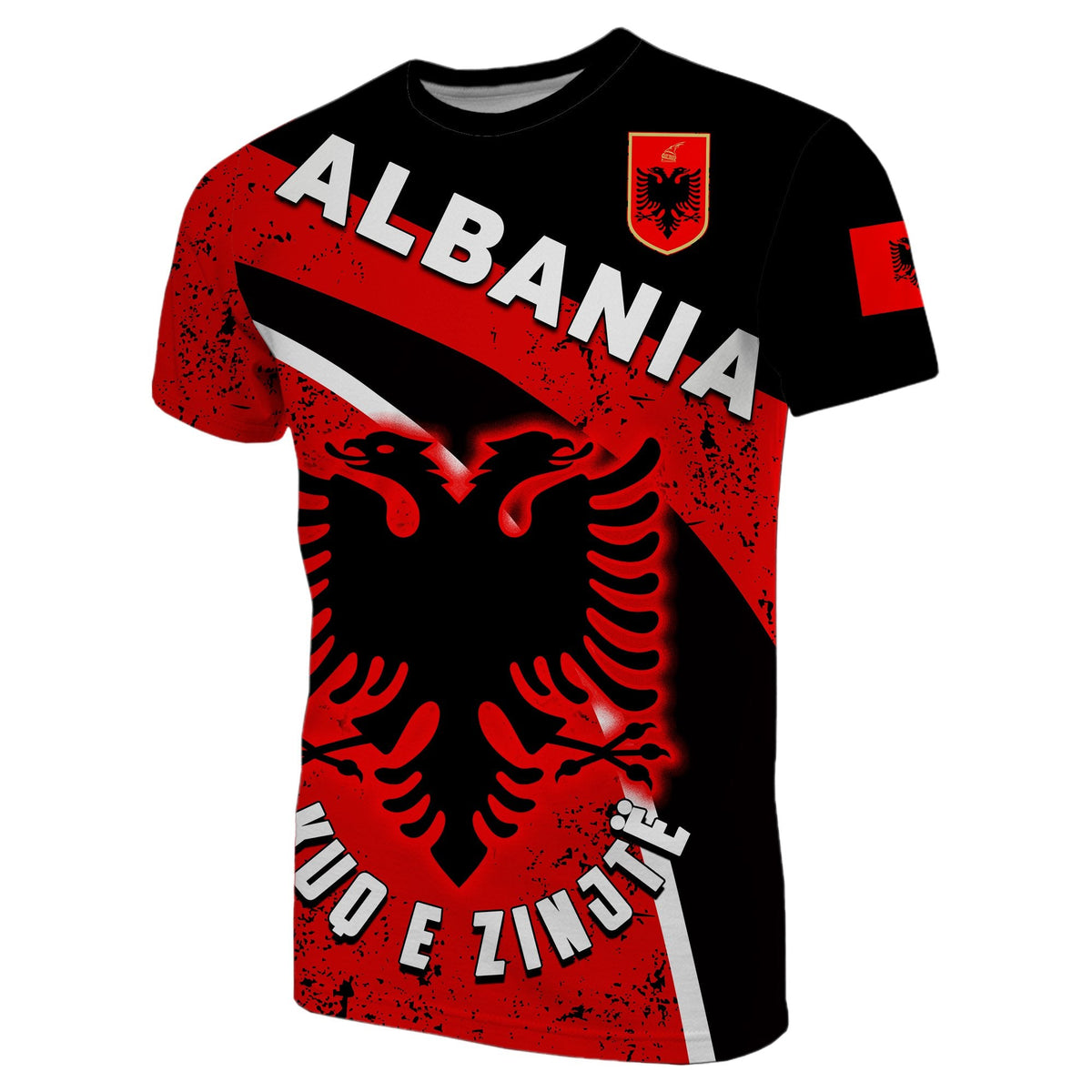 Albania T Shirt Kuq E Zinjt Football Style - Wonder Print Shop