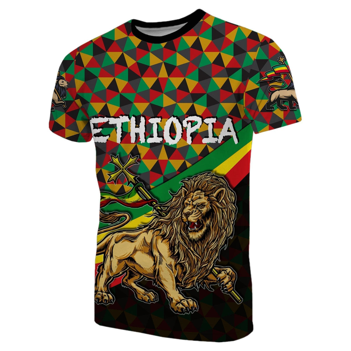 Ethiopia T Shirt Lion Of Judah Rasta Patterns No.2 LT6 - Wonder Print Shop