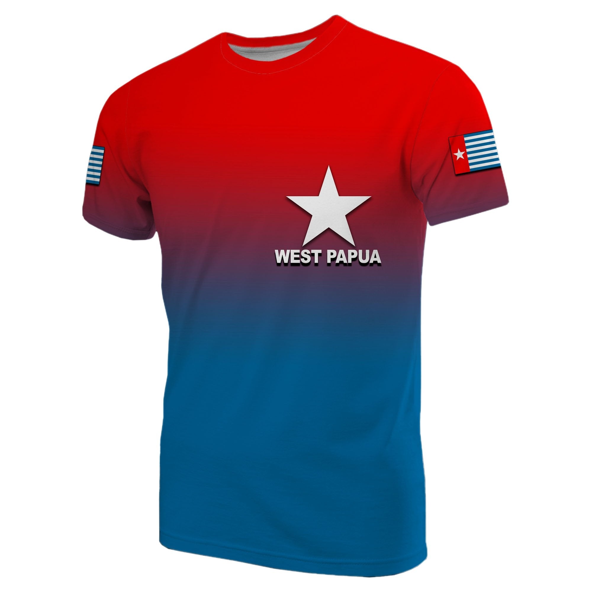 Custom West Papua T Shirt Flag Color Simple Style LT6 - Wonder Print Shop