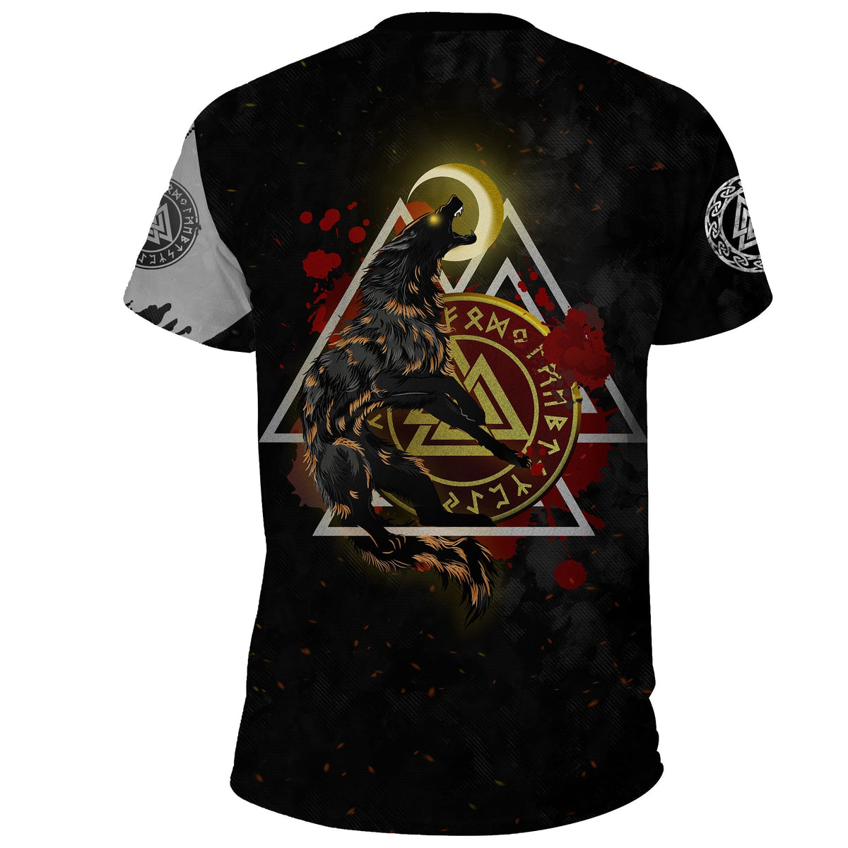Viking Vikings T Shirt Viking Wolf Fenrir Moon and Raven RLT12 - Wonder Print Shop