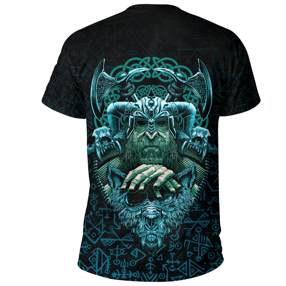 Viking T Shirt Odin With Fenrir RLT12 - Wonder Print Shop