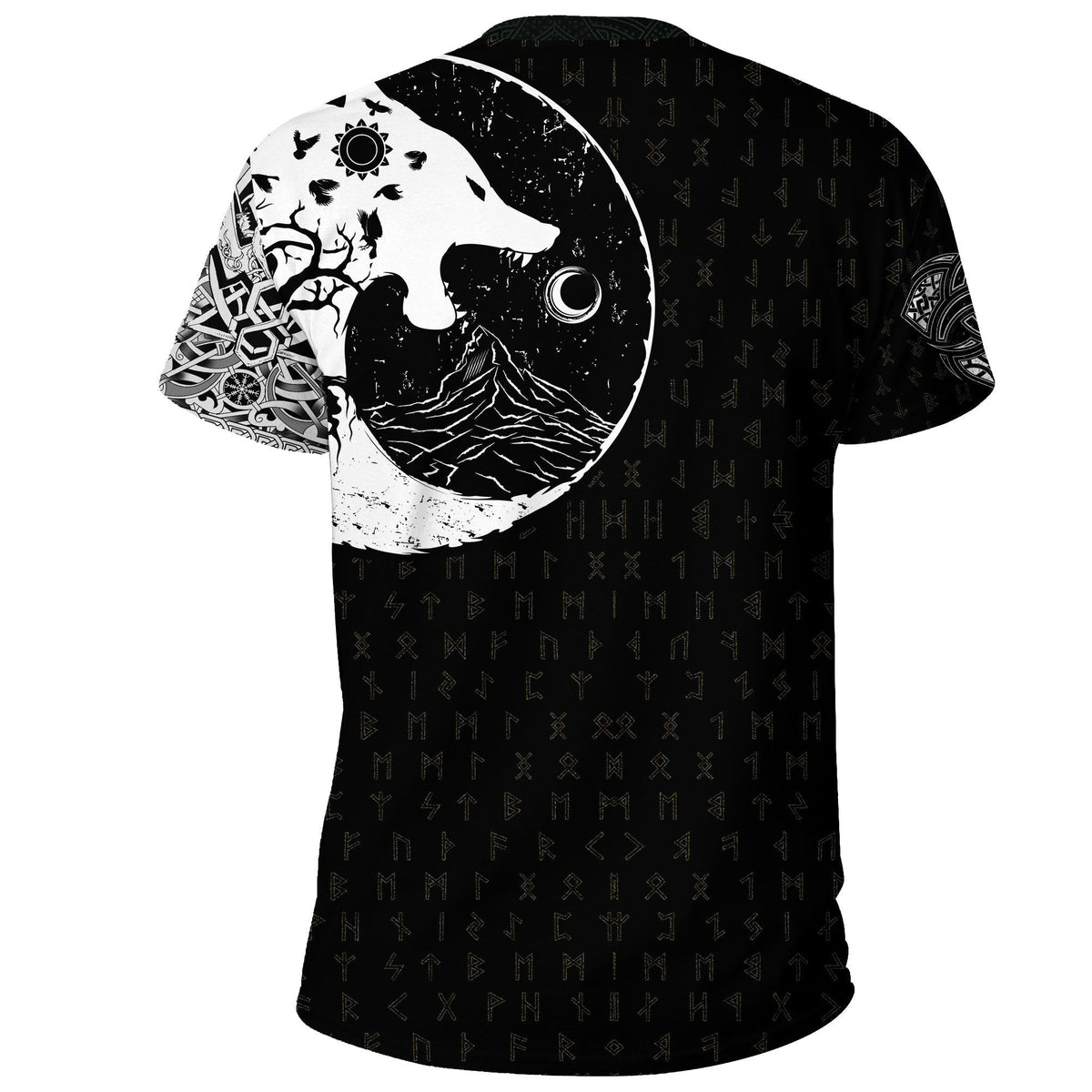 Viking T Shirt, Skoll and Hati Rune Tattoo RLT12 - Wonder Print Shop