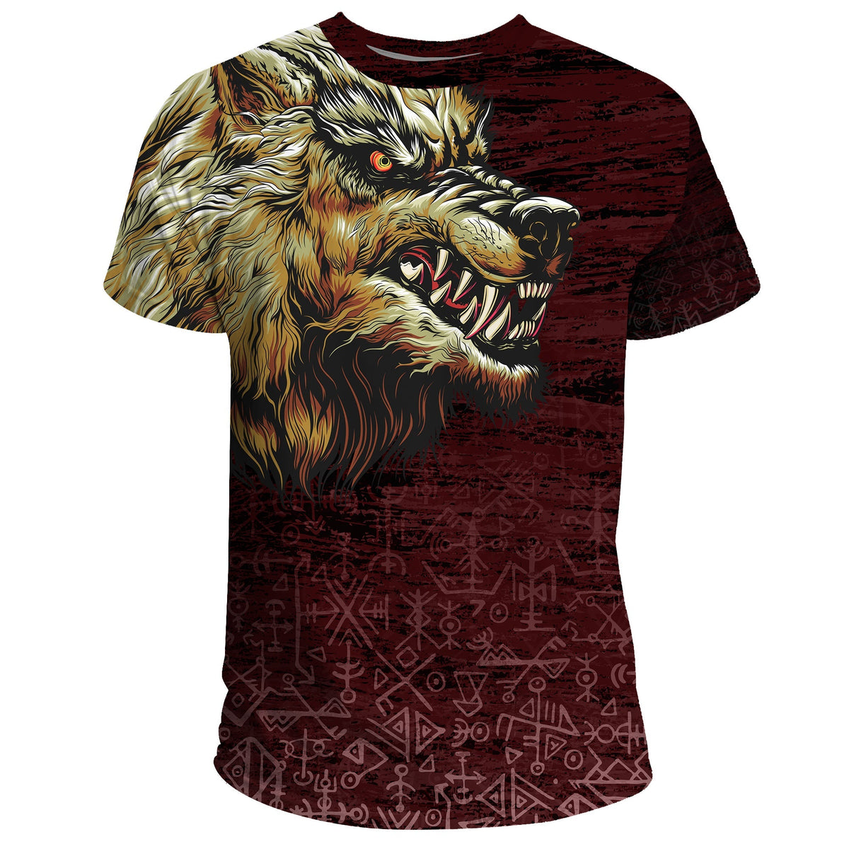 Viking T Shirt Fenrir On The Blood Moon Background RLT12 - Wonder Print Shop