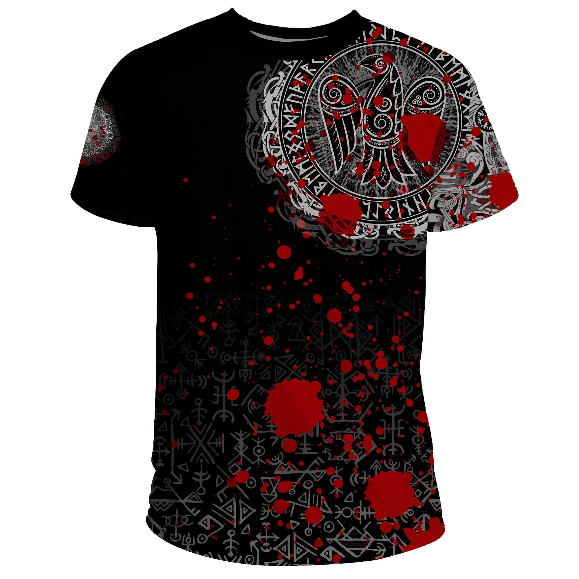Viking T Shirt Raven Celtic Tattoo Blood RLT12 - Wonder Print Shop
