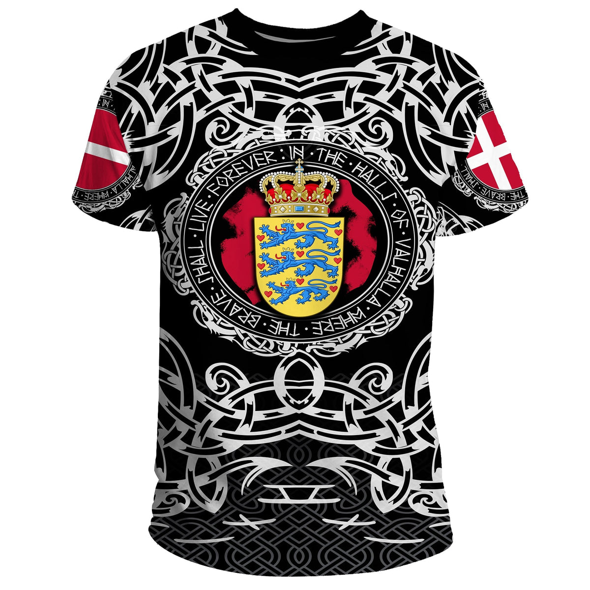 Viking T Shirt Denmark Viking Pattern RLT12 - Wonder Print Shop
