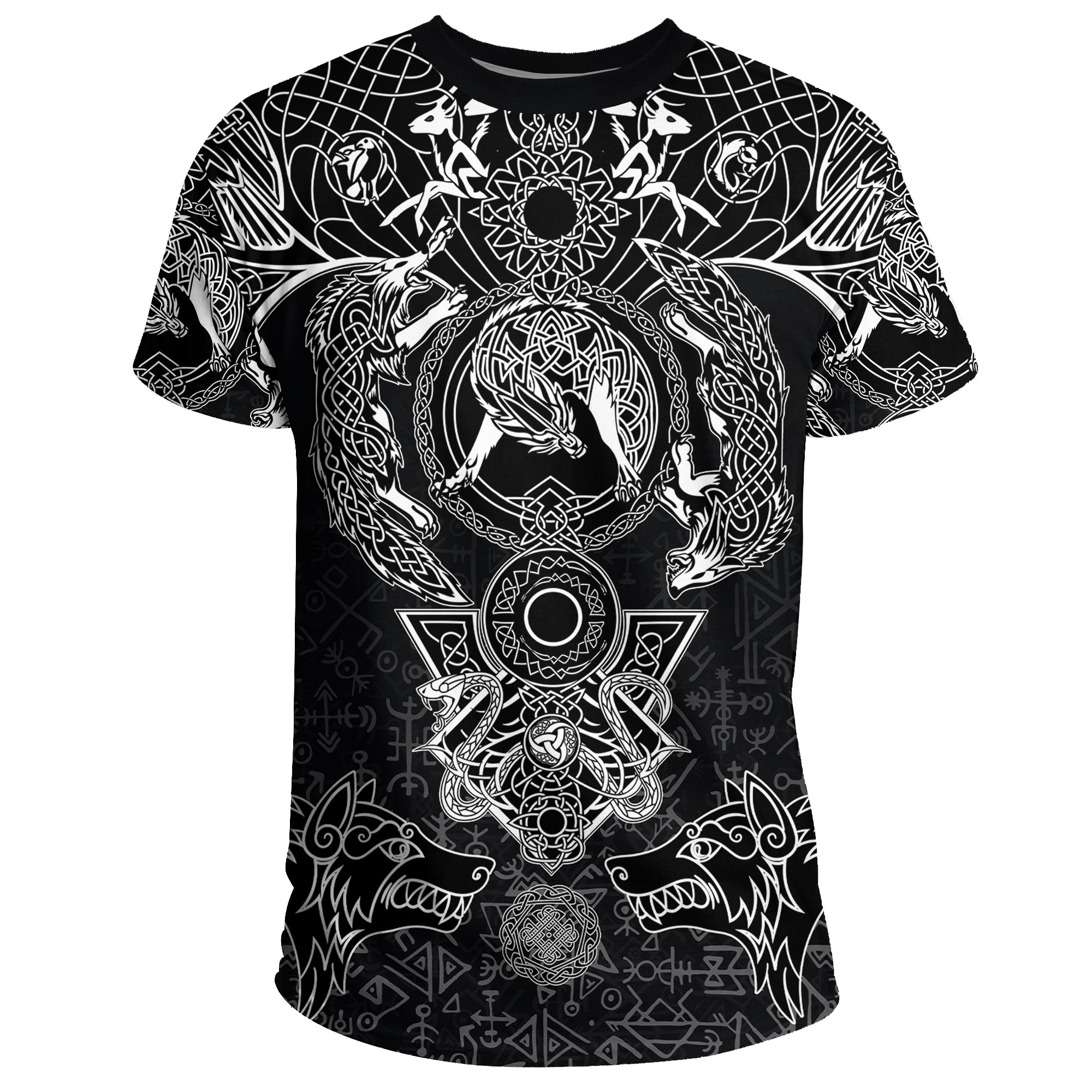 Viking T Shirt Fenrir and Skoll and Hati RLT12 - Wonder Print Shop