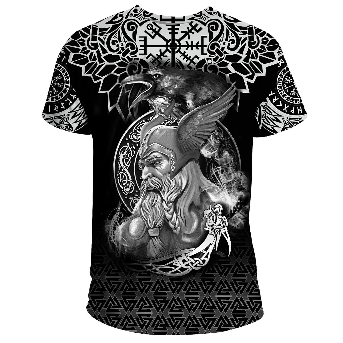 Custom Viking T Shirt Odin And Raven Tattoo RLT12 - Wonder Print Shop