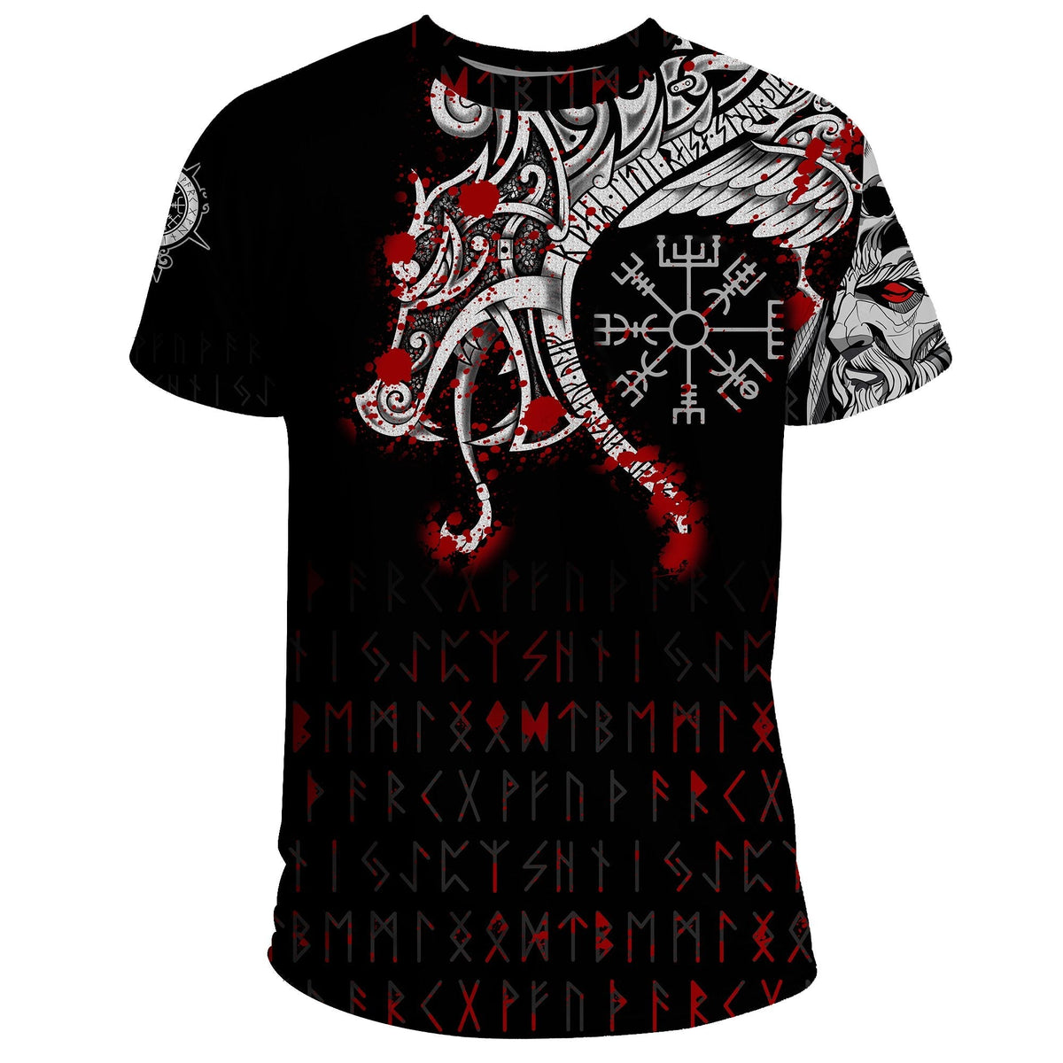 Viking T Shirt, Dragon and Vegvisir Blood Tattoo RLT12 - Wonder Print Shop