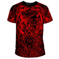 Viking T Shirt Valknut and Dragon Tattoo Red RLT12 - Wonder Print Shop