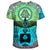 Viking T Shirt Raven Of Odin and Drakkar On Fire On Vignette Cyan Valknut RLT12 - Wonder Print Shop