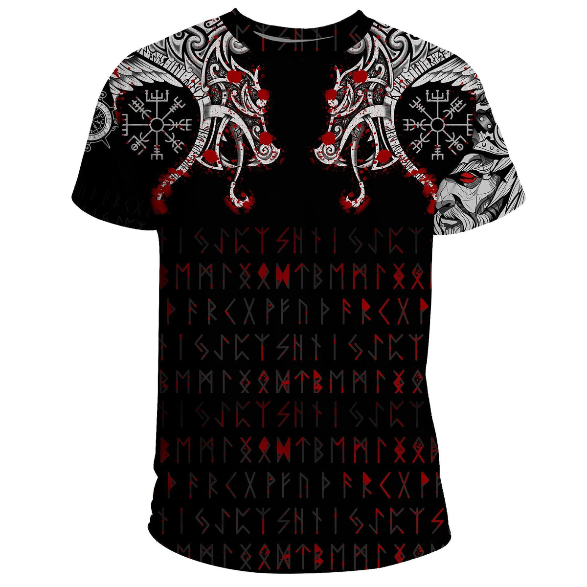 Viking T Shirt Double Dragon Tattoo and Vegvisir Blood RLT12 - Wonder Print Shop