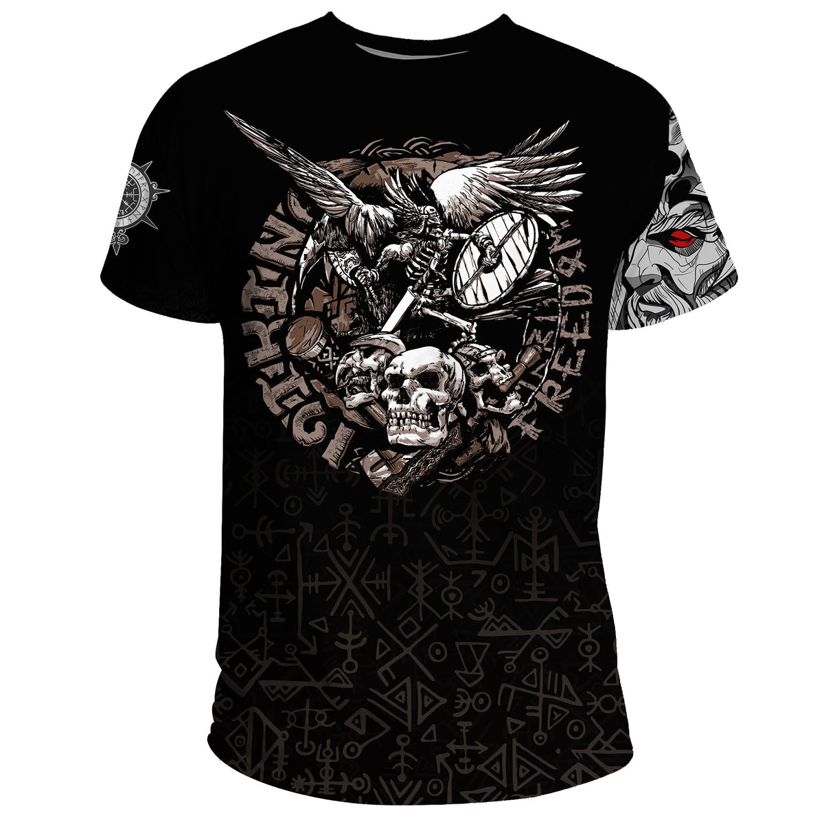 Custom Viking T Shirt Warrior Odin Tattoo RLT12 - Wonder Print Shop
