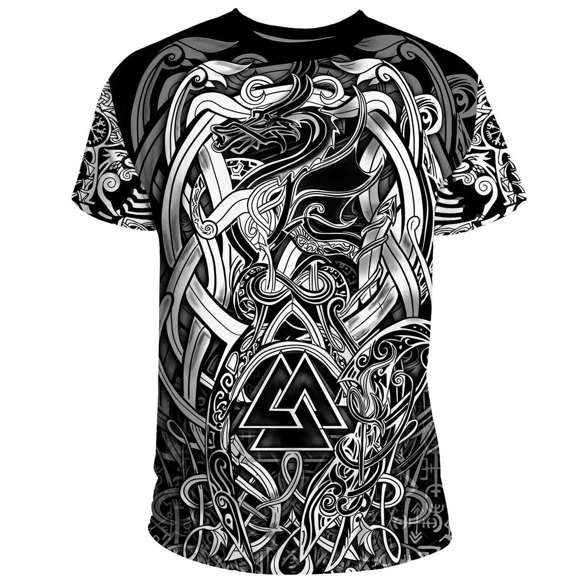 Viking T Shirt Valknut and Dragon Tattoo RLT12 - Wonder Print Shop