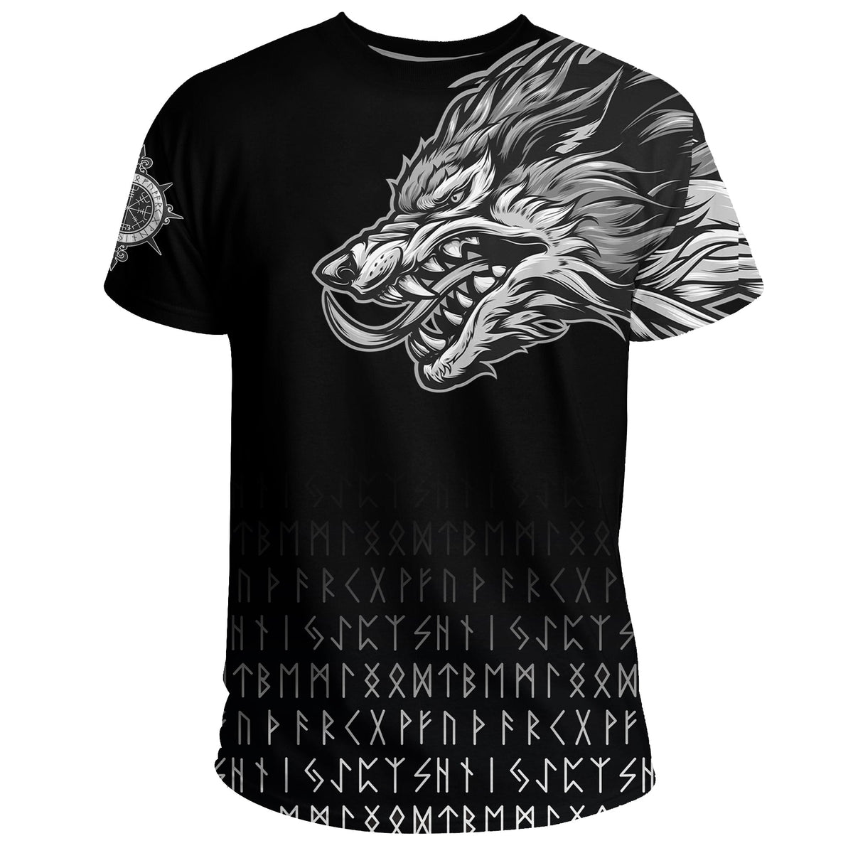 Viking T Shirt Fenrir Wolf Near Shoulder RLT12 - Wonder Print Shop
