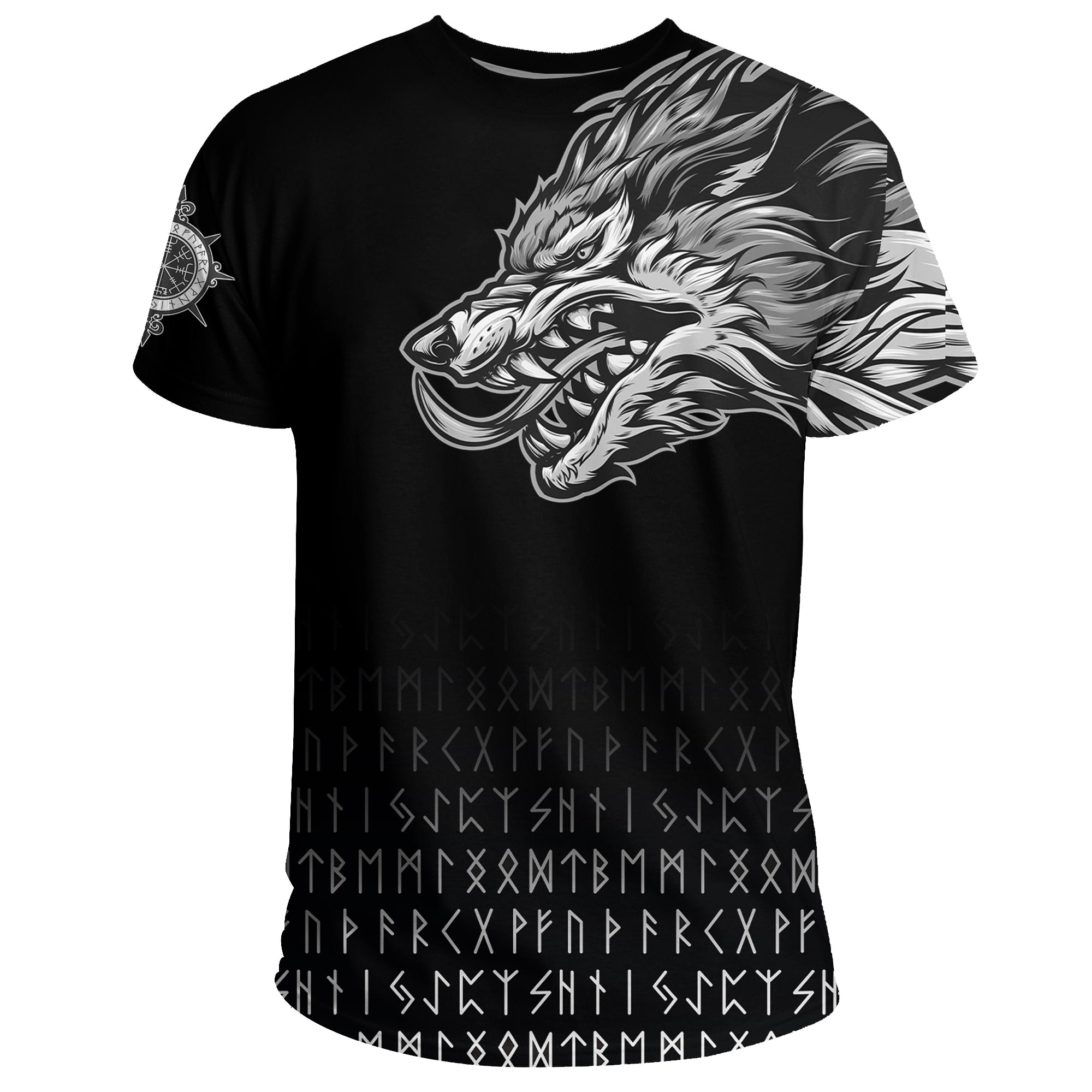 Viking T Shirt Fenrir Wolf Near Shoulder RLT12 - Wonder Print Shop