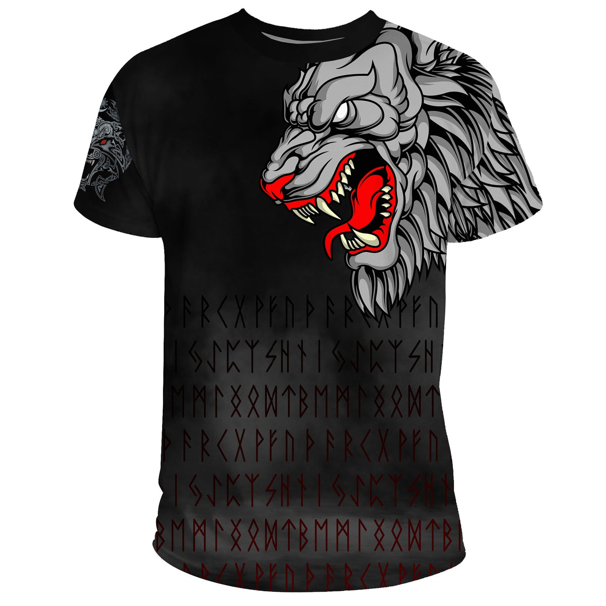 Viking T Shirt Killer Wolf Tattoo RLT12 - Wonder Print Shop