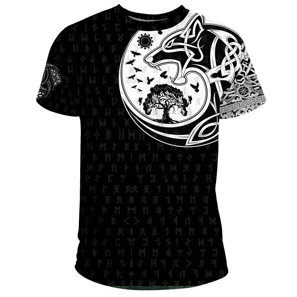 Viking T Shirt, Skoll and Hati Rune Tattoo RLT12 - Wonder Print Shop