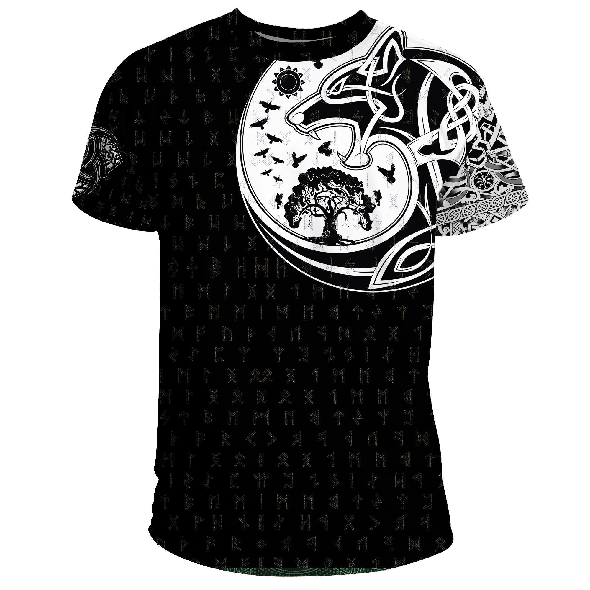 Viking T Shirt, Skoll and Hati Rune Tattoo RLT12 - Wonder Print Shop