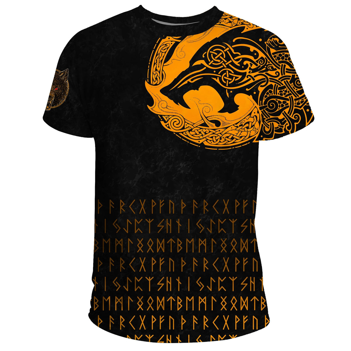 Viking T Shirt Fenrir Wolf Orange RLT12 - Wonder Print Shop