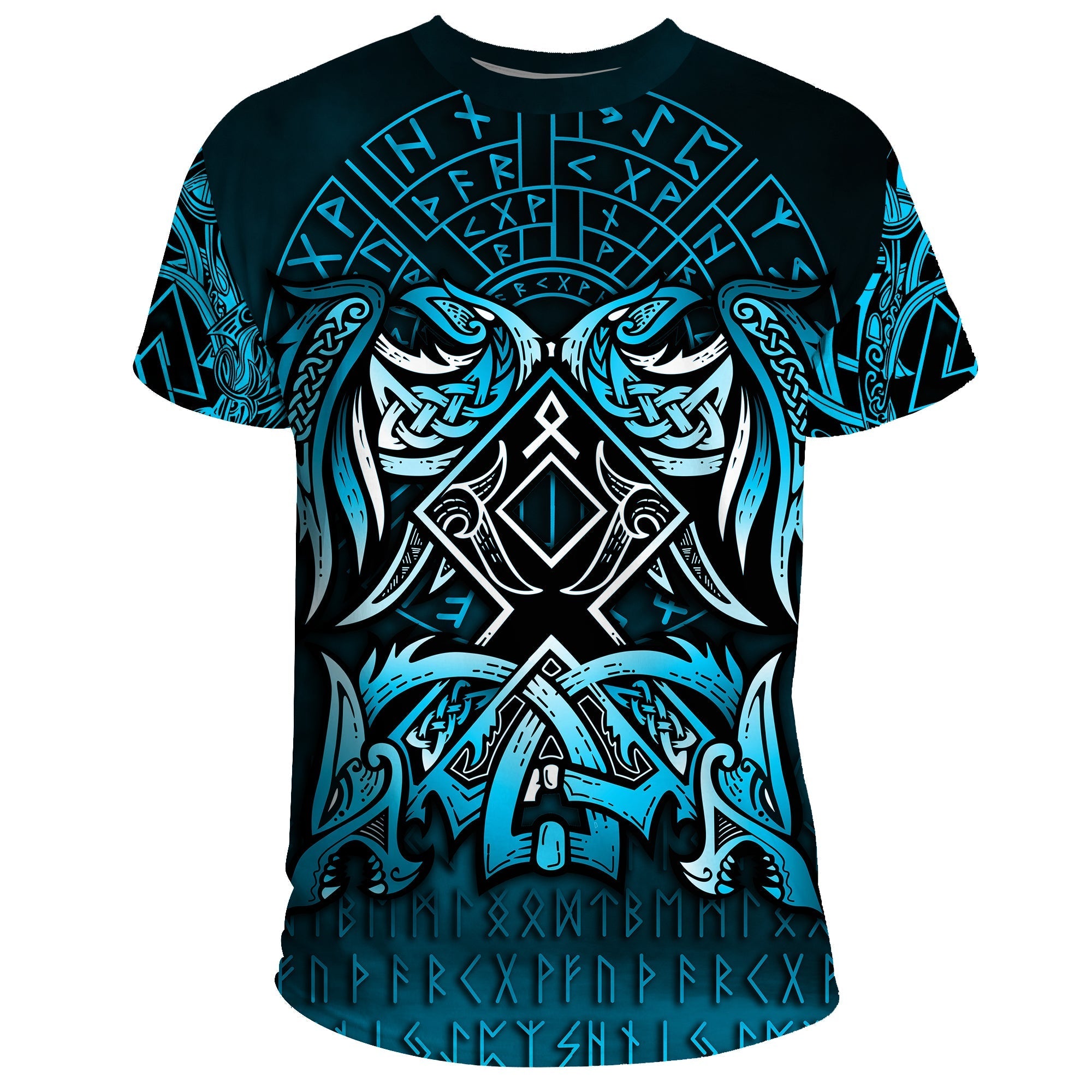 Viking T Shirt Othala and Raven Blue RLT12 - Wonder Print Shop