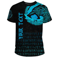 Custom Viking T Shirt Fenrir Wolf Cyan RLT12 - Wonder Print Shop