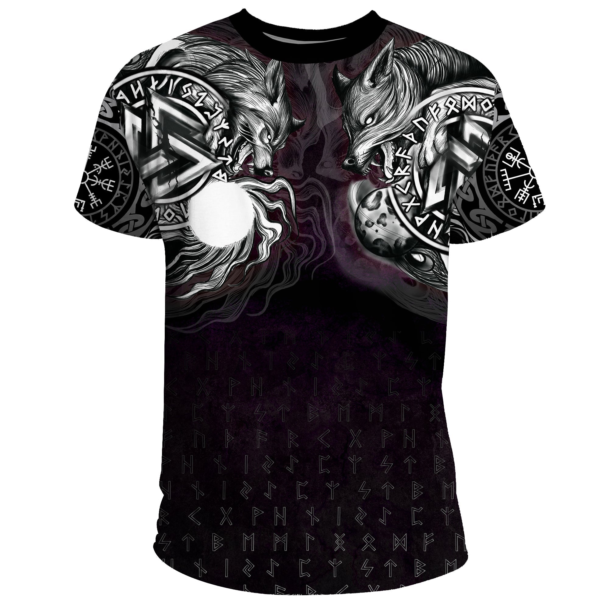 Viking T Shirt Hati and Skoll Valknut RLT12 - Wonder Print Shop