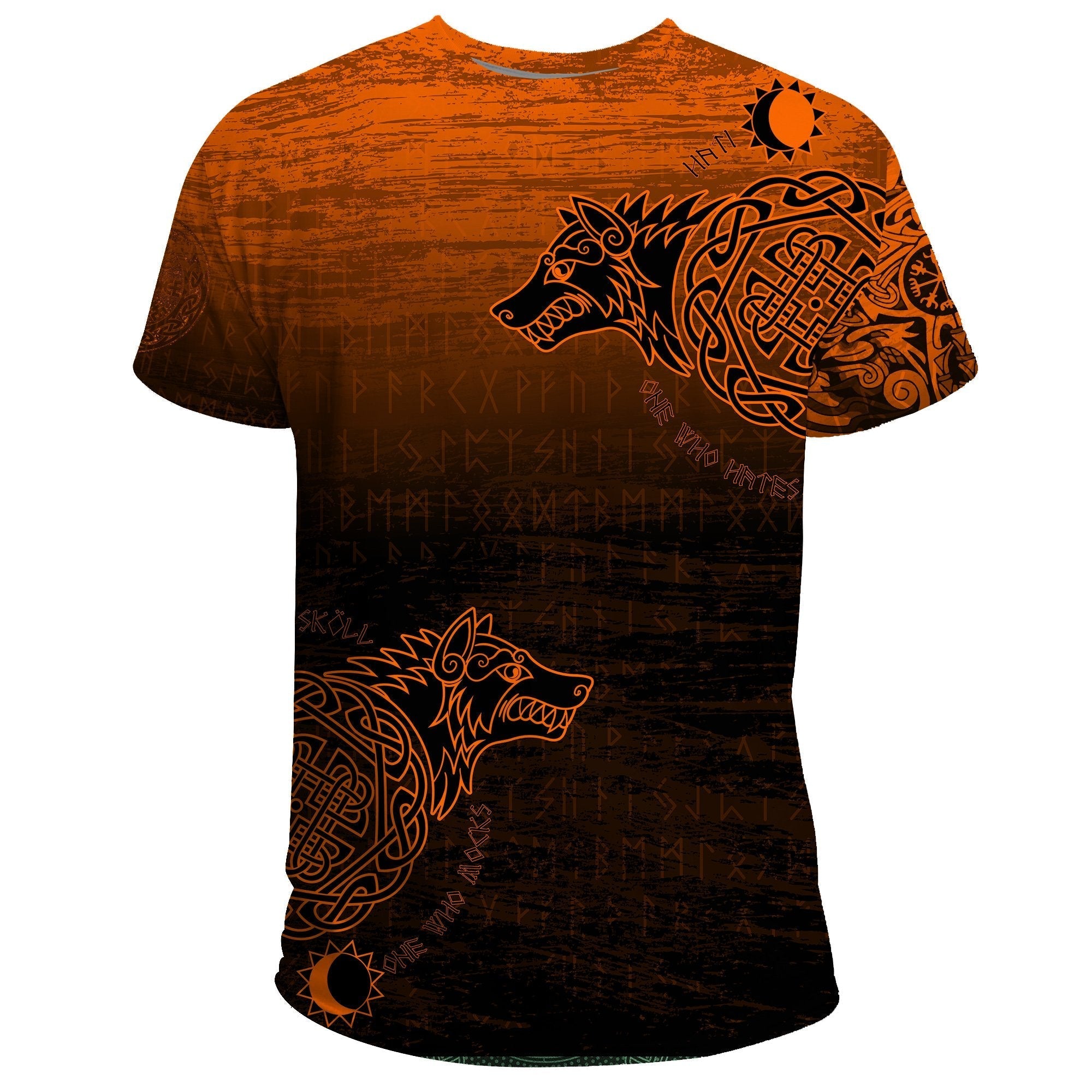 Viking T Shirt, Skoll and Hati Orange RLT12 - Wonder Print Shop