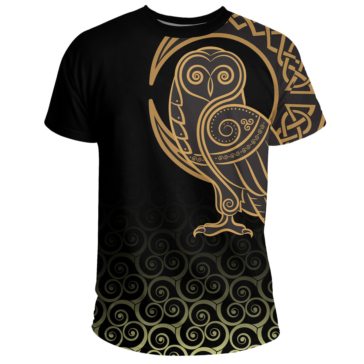 Viking T Shirt Owl Celtic On Triskele Background RLT12 - Wonder Print Shop