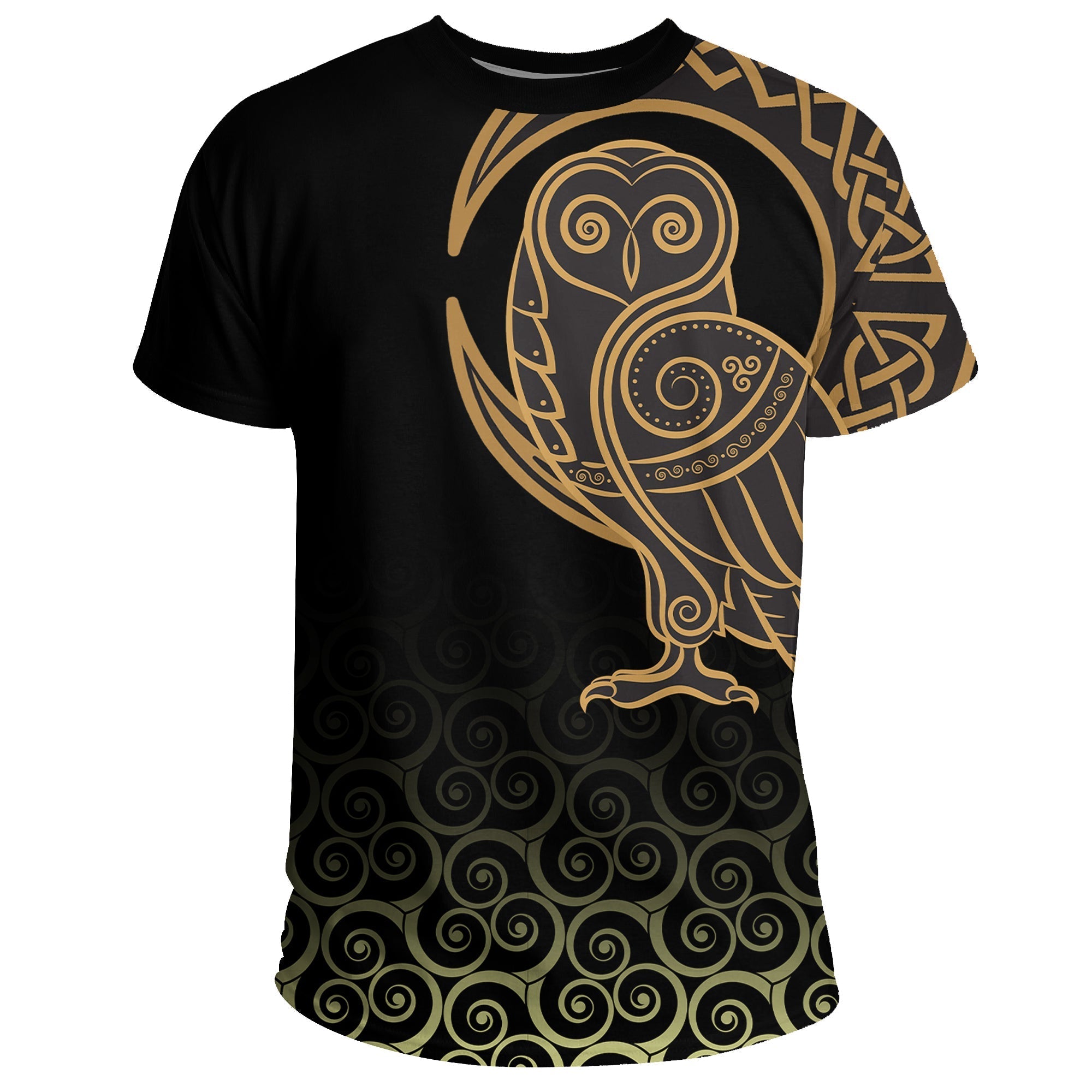 Viking T Shirt Owl Celtic On Triskele Background RLT12 - Wonder Print Shop