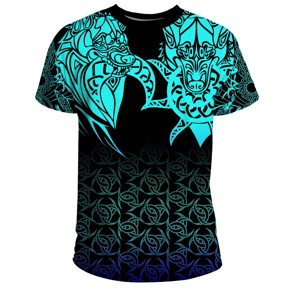 Viking T Shirt Hati and Skoll Tattoo Cyan RLT12 - Wonder Print Shop