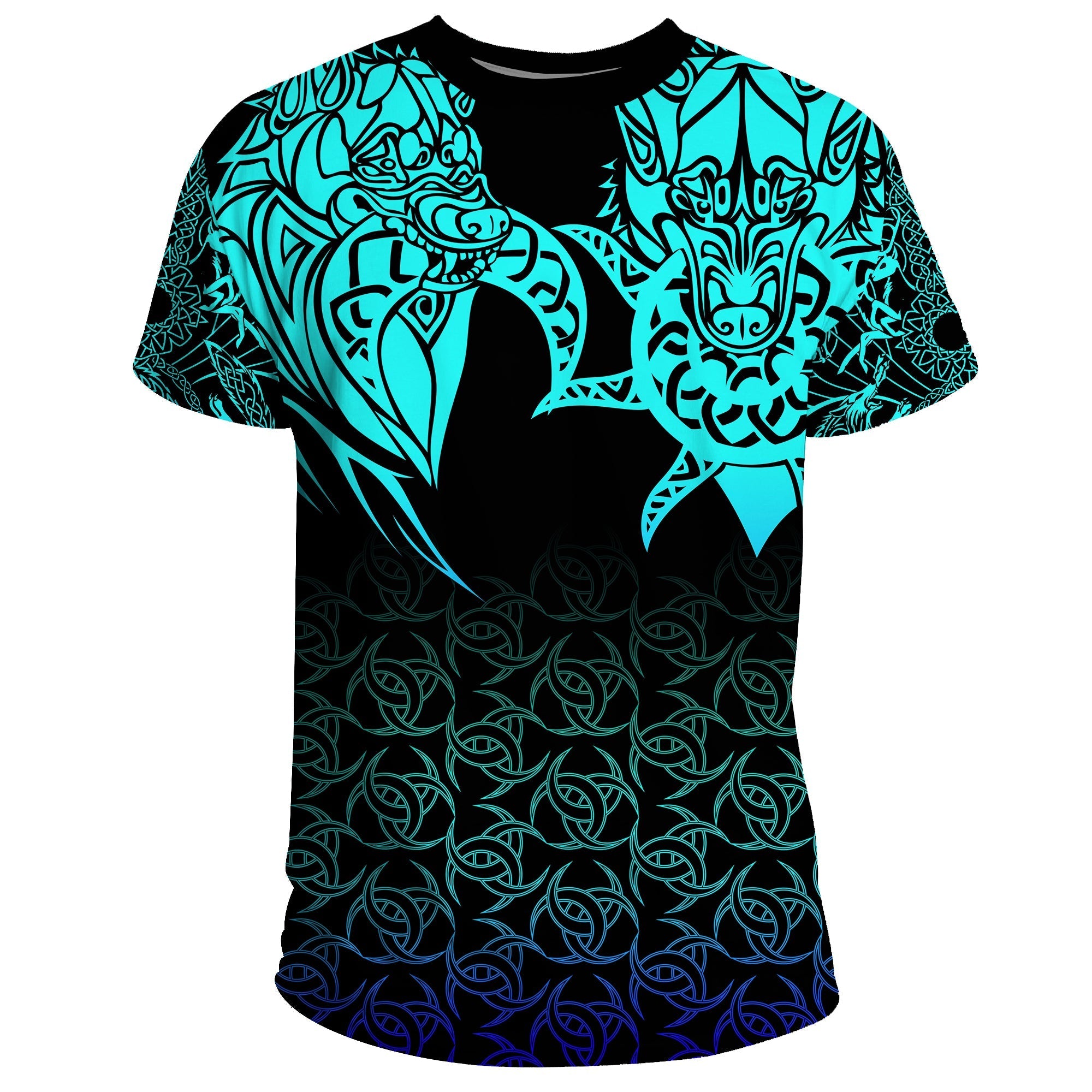 Viking T Shirt Hati and Skoll Tattoo Cyan RLT12 - Wonder Print Shop