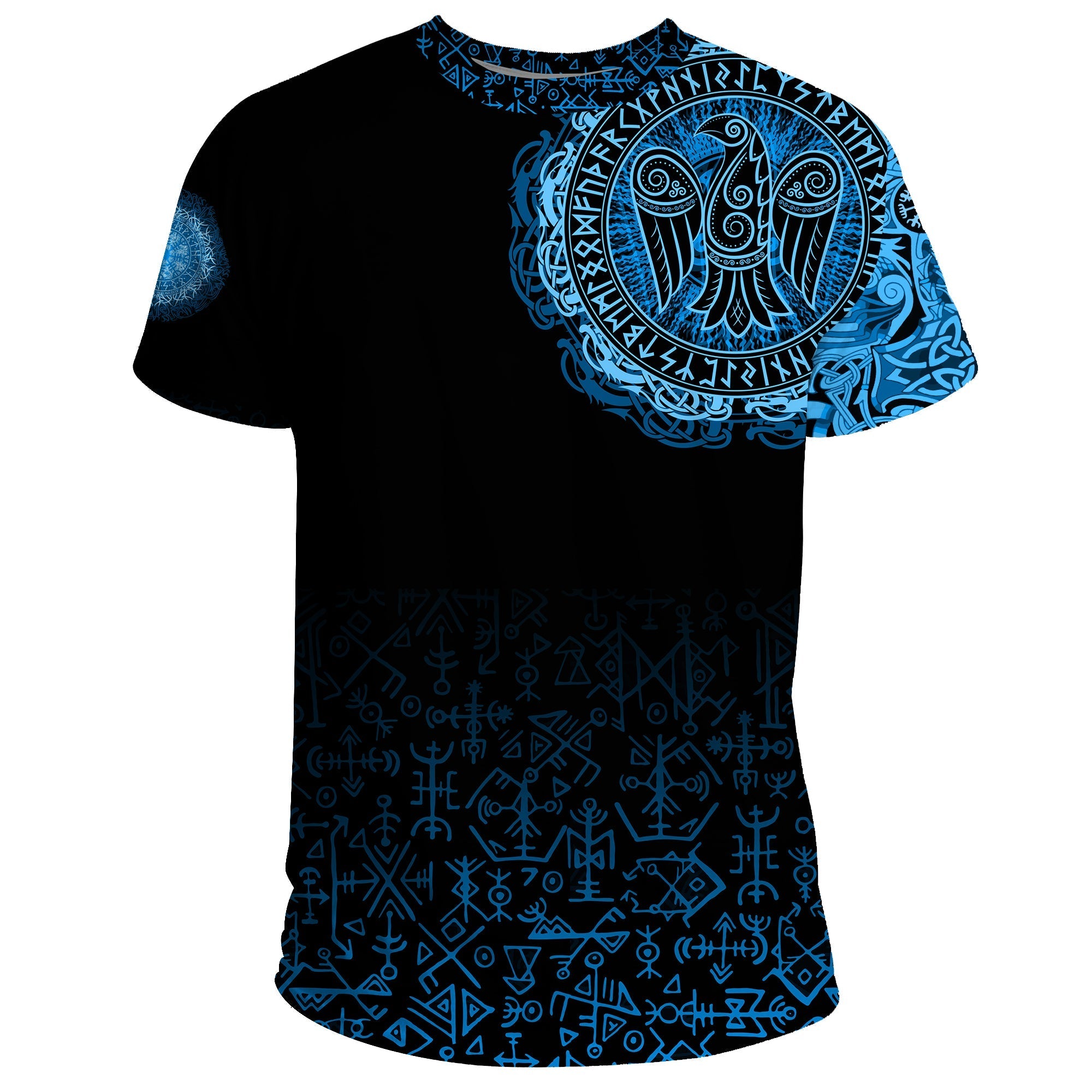 Viking T Shirt Raven Celtic Cyan RLT12 - Wonder Print Shop