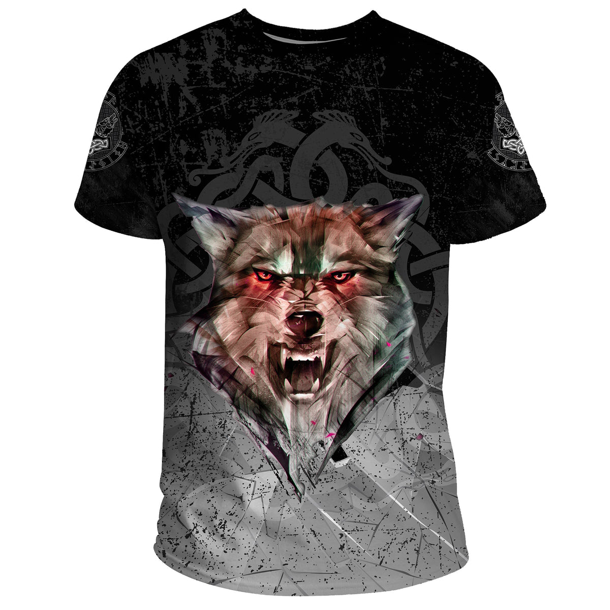 Viking T Shirt Fenrir Norse Wolf RLT12 - Wonder Print Shop
