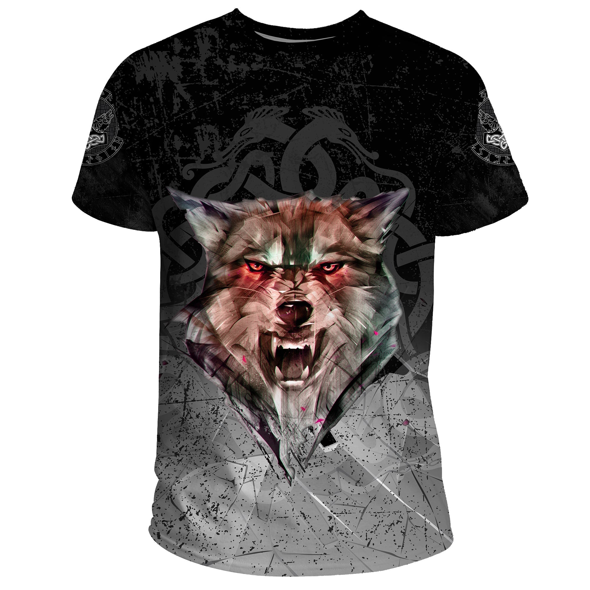 Viking T Shirt Fenrir Norse Wolf RLT12 - Wonder Print Shop
