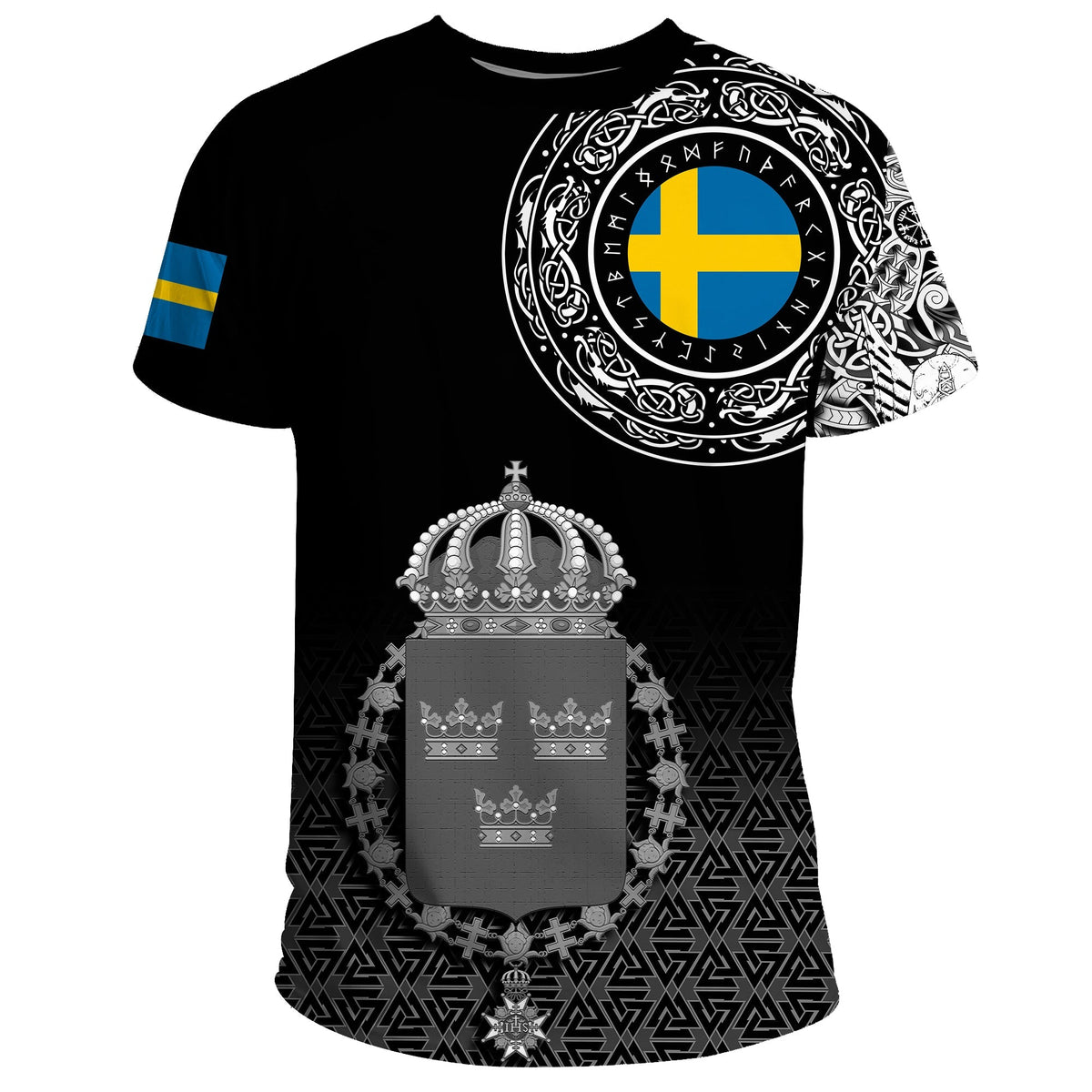 Viking T Shirt Sweden Coat Of Arms RLT12 - Wonder Print Shop