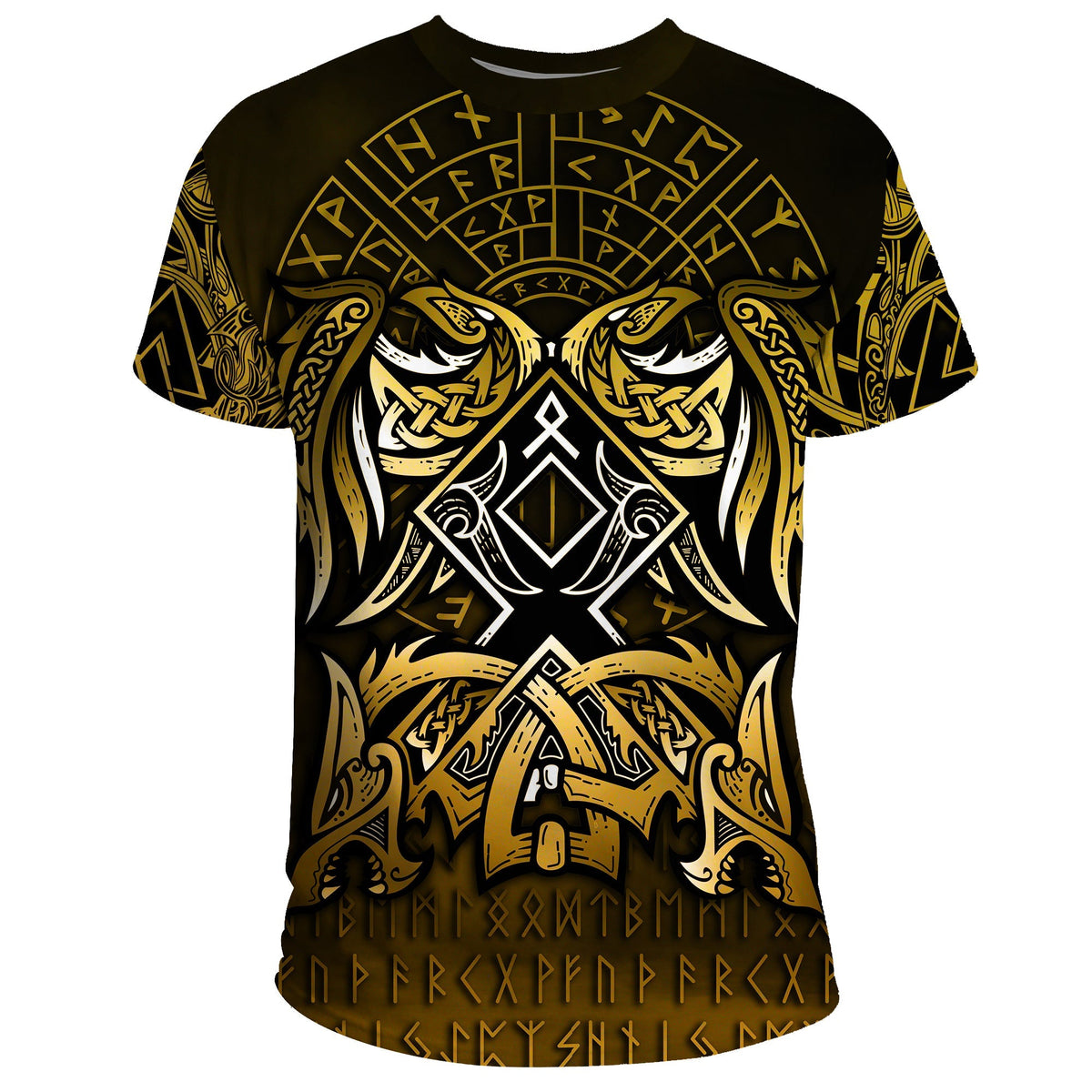 Viking T Shirt Othala and Raven Golden RLT12 - Wonder Print Shop