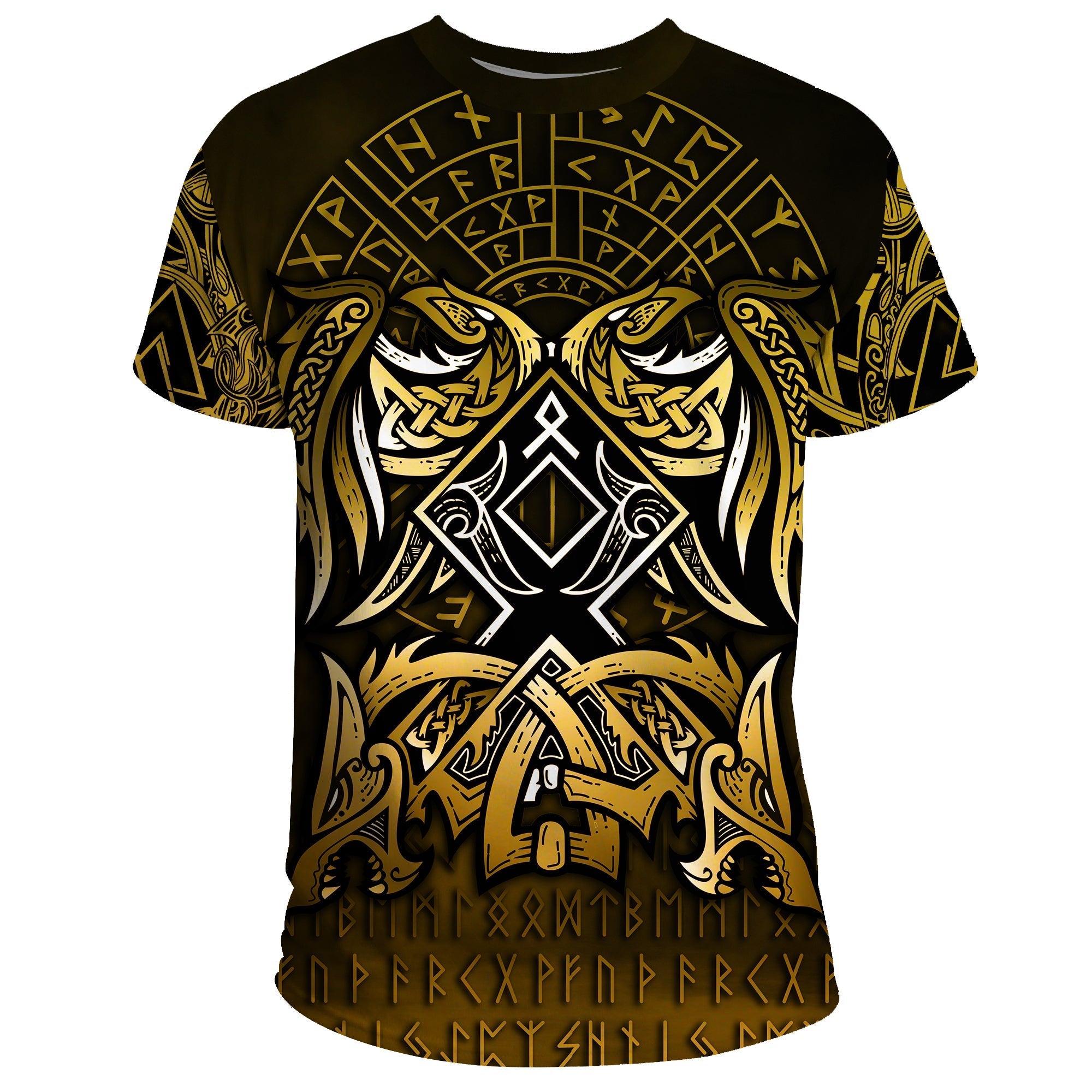 Viking T Shirt Othala and Raven Golden RLT12 - Wonder Print Shop