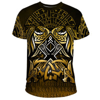 Viking T Shirt Othala and Raven Golden RLT12 - Wonder Print Shop