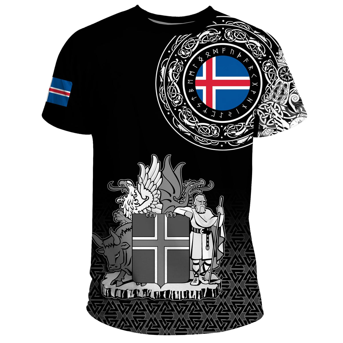 Viking T Shirt Iceland Coat Of Arms RLT12 - Wonder Print Shop